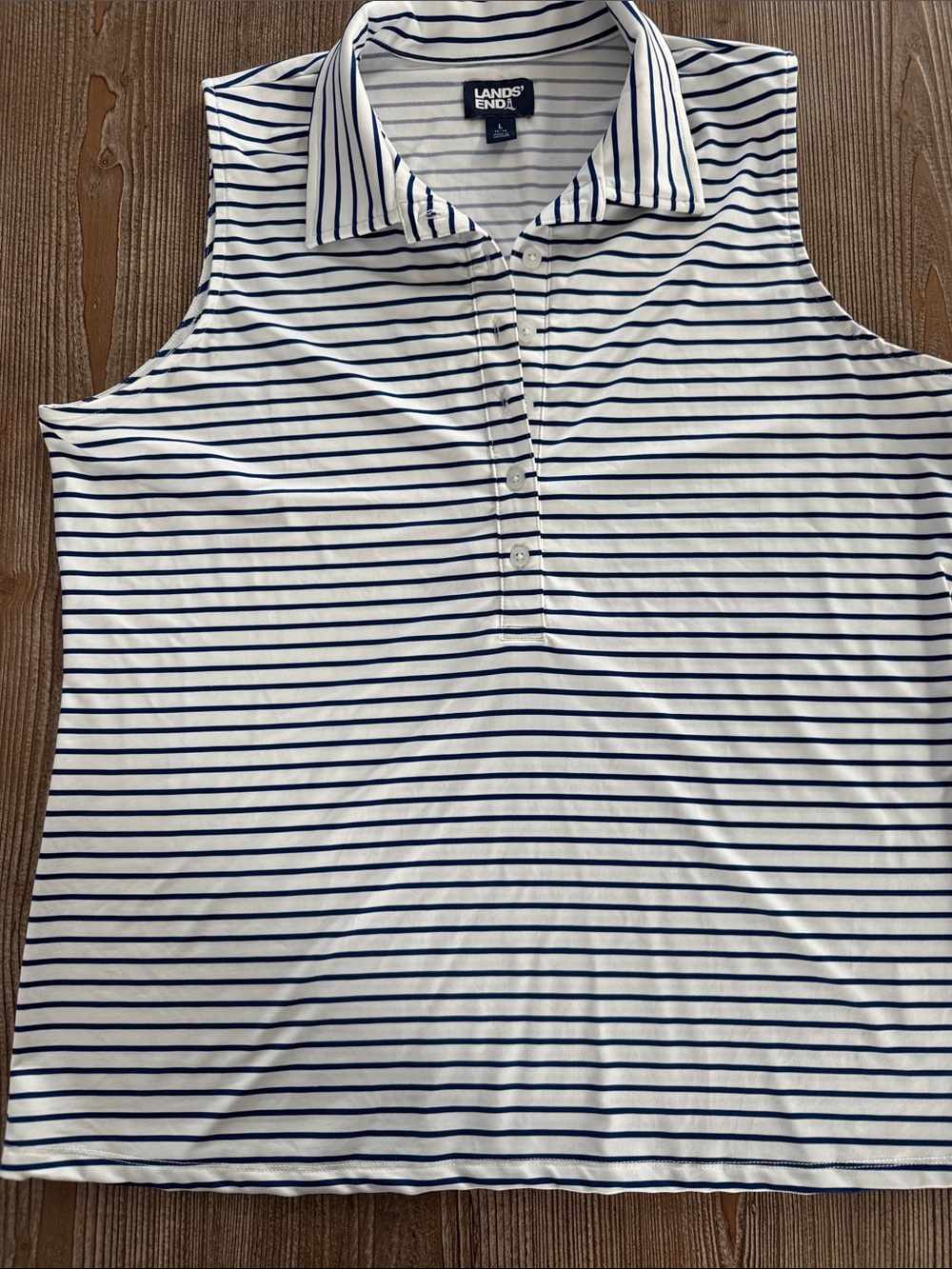Lands' End Striped Sleeveless Polo Golf Women’s Large 14-16